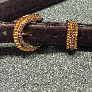 Carlisle Black Leather belt with gold silver buckle medium